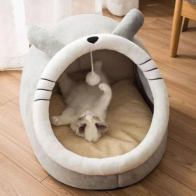 Pet Tent Cave Bed for Cats Small Dogs Self-Warming Cat Tent Bed Cat Hut Comfortable Pet Sleeping Bed Foldable Removable Washable