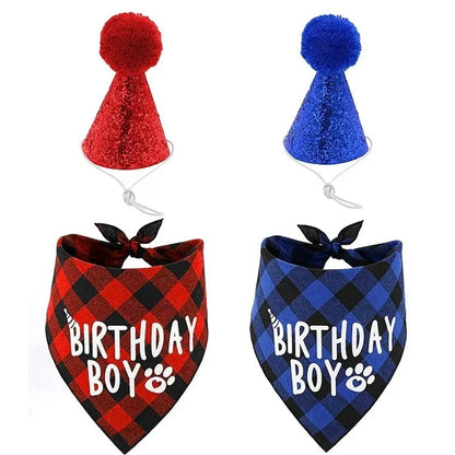 Pet Party Decoration Set Dog Birthday Triangle Scarf Hat Bow Tie Dog Birthday Decoration SuppliesDog Supplies  для собак Cat