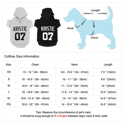 Customized Dog Clothes Dog Hoodies Personalized Pet Coat French Bulldog Clothes Pet Puppy Name Clothing Small Medium Large Dogs